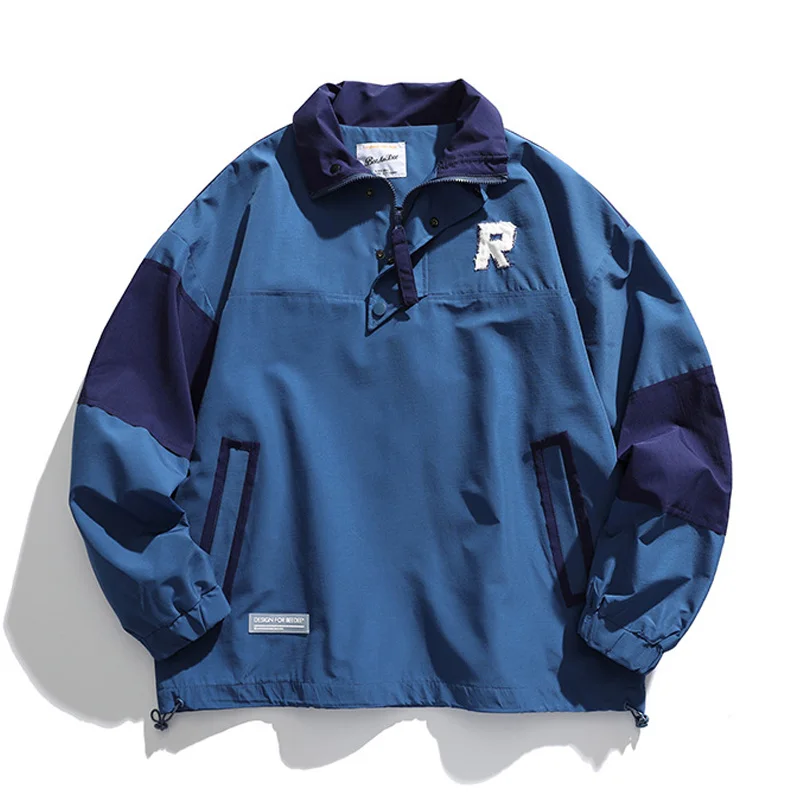 Men Patch Design Bomber Jackets Fall Blue Color Matching Loose Casual Pullover Jacket Male Hip Hop Harajuku Retro Sport Outwear
Men Patch Design Bomber Jackets Fall Blue Color Matching Loose Casual Pullover Jacket Male Hip Hop Harajuku Retro Sport Outwear