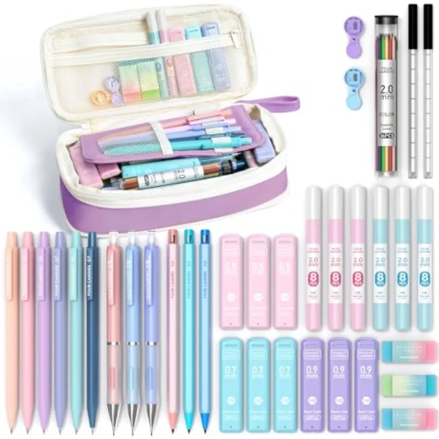 36PCS Aesthetic School Supplies, Mechanical Pencils 0.5mm, 0.7mm, 0.9mm and 2.0mm with 624PCS Lead Refills, Cute Mechanical Pen
36PCS Aesthetic School Supplies, Mechanical Pencils 0.5mm, 0.7mm, 0.9mm and 2.0mm with 624PCS Lead Refills, Cute Mechanical Pen