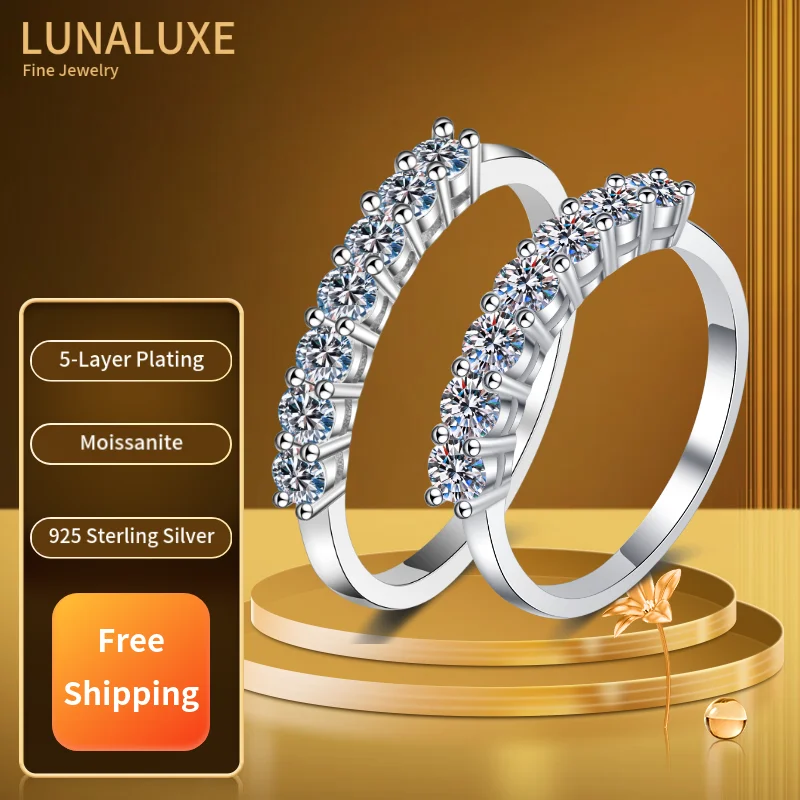 LUNALUXE 0,7/0,28CT D VVS1 Кольца с муассанитом для пары 7, кольцо из стерлингового серебра 925 пробы с бриллиантами, комплект обручальных обручальных колец, роскошный комплект
LUNALUXE 0,7/0,28CT D VVS1 Кольца с муассанитом для пары 7, кольцо из стерлингового серебра 925 пробы с бриллиантами, комплект обручальных обручальных колец, роскошный комплект