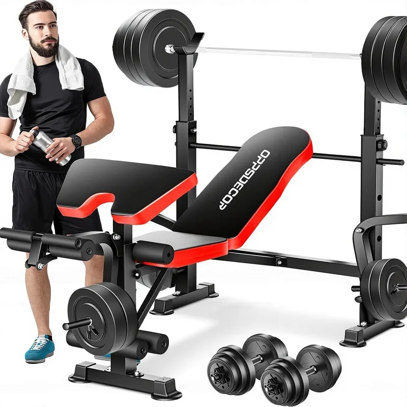 OPPSDECOR 6 in 1 900LBS Weight Bench with Leg Extension and Leg Curl, Foldable Bench Press Set and Squat Barbell Rack
OPPSDECOR 6 in 1 900LBS Weight Bench with Leg Extension and Leg Curl, Foldable Bench Press Set and Squat Barbell Rack