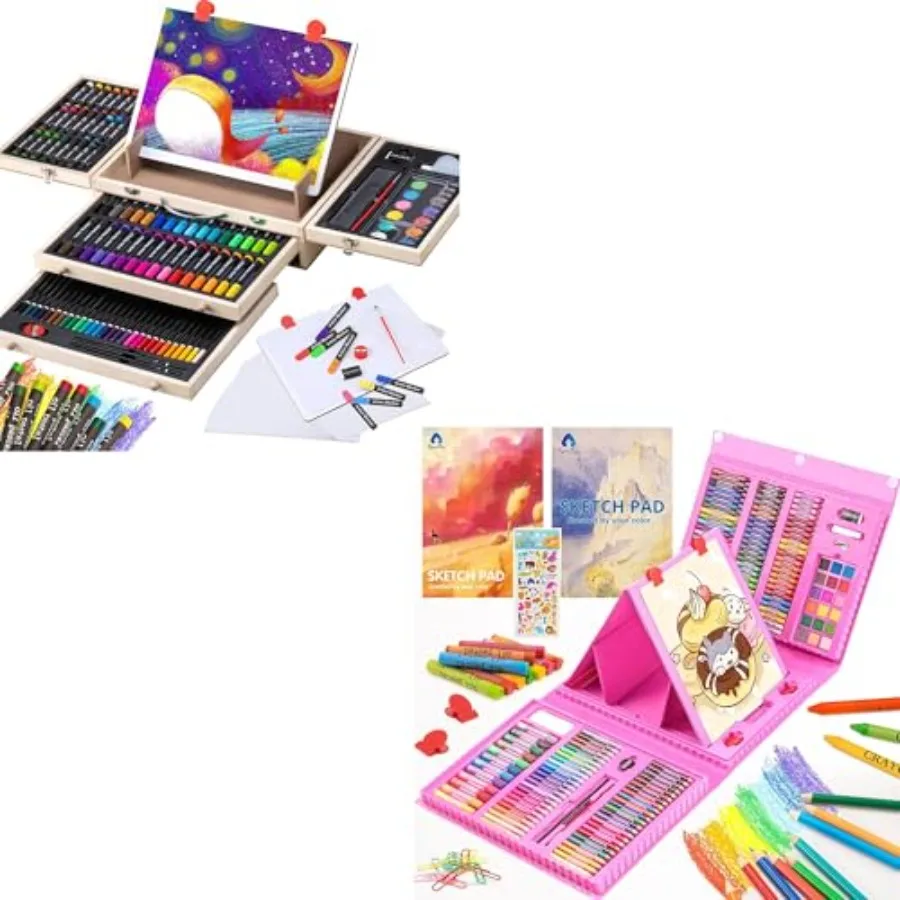 Wooden Art Set Crafts Kit with Drawing Easel and 240-Piece Drawing Art Kit Pink
Wooden Art Set Crafts Kit with Drawing Easel and 240-Piece Drawing Art Kit Pink