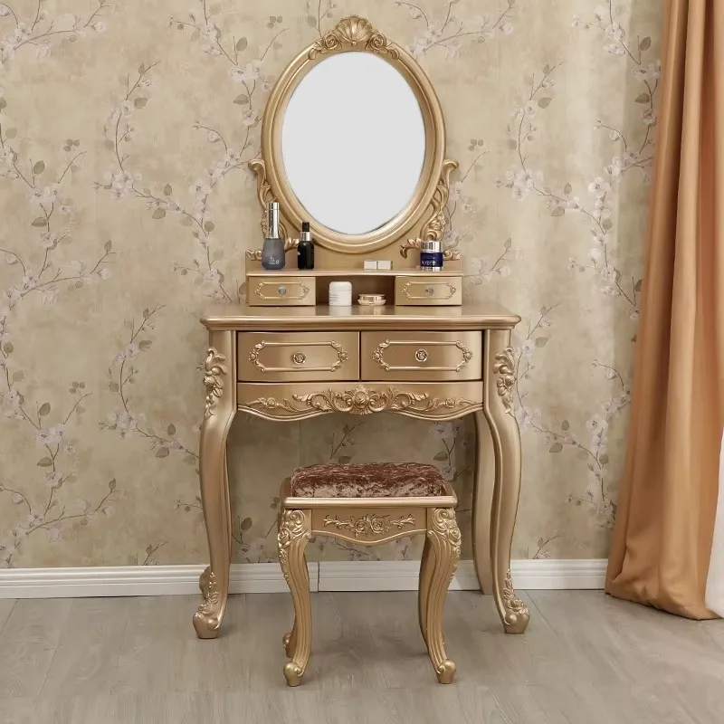 Modern Storage Vanity Table Mirror Stool Gold Beauty Living Room Dresser Makeup Drawers Luxury Schmink Tisch Bedroom Furniture
Modern Storage Vanity Table Mirror Stool Gold Beauty Living Room Dresser Makeup Drawers Luxury Schmink Tisch Bedroom Furniture
