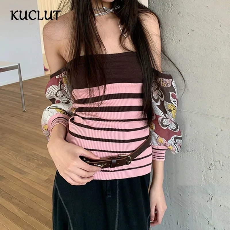 KUCLUT 2025 Summer New Floral Sleeve Patchwork Strapless Knitted Tops For Women Striped Contrast Color Camisole Female 1A227
KUCLUT 2025 Summer New Floral Sleeve Patchwork Strapless Knitted Tops For Women Striped Contrast Color Camisole Female 1A227