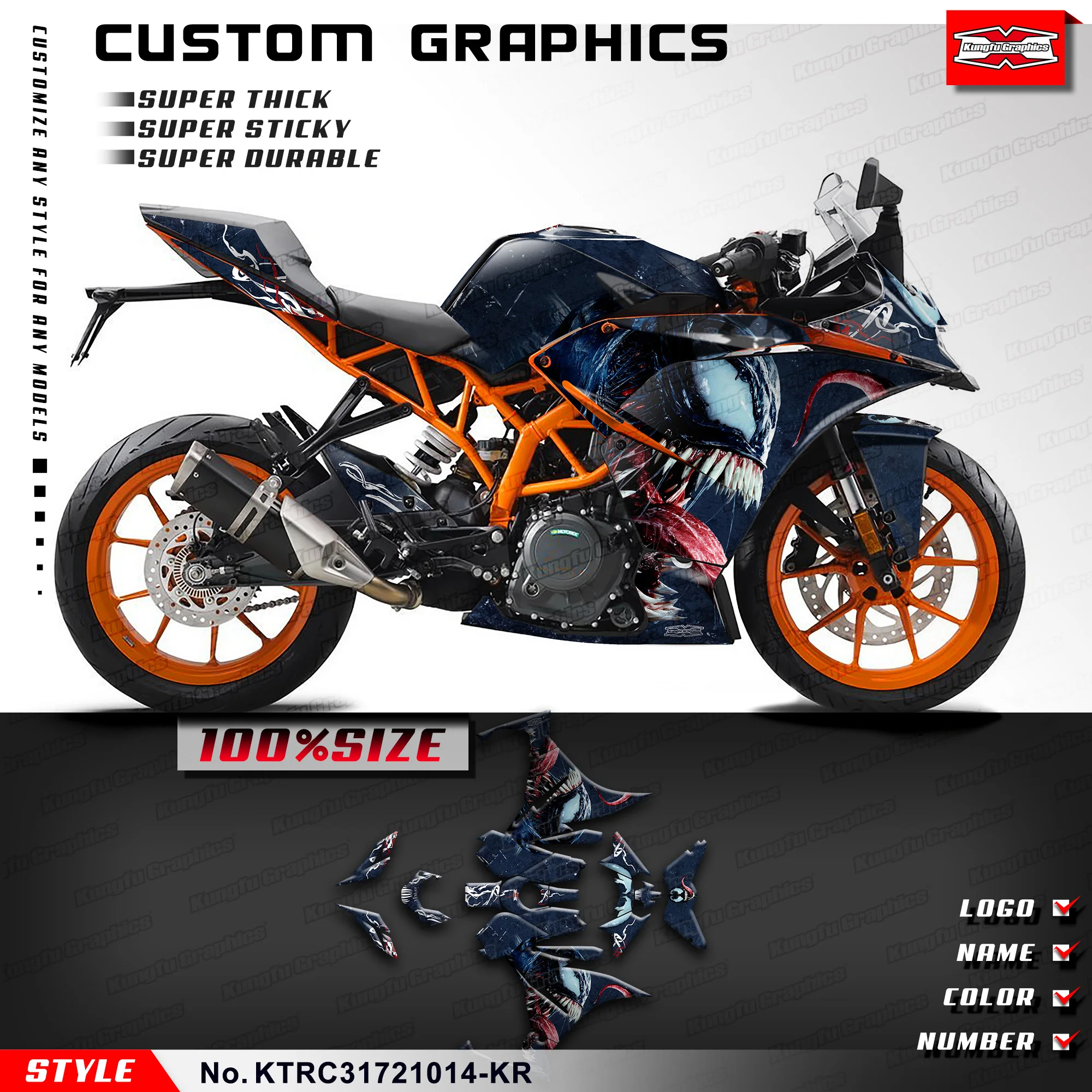 KUNGFU GRAPHICS мотоциклетная графическая гоночная наклейка для KTM RC 125 200 250 390 2017 2018 2019 2020 2021 22 23 24, KTRC 31721014 -KR
KUNGFU GRAPHICS мотоциклетная графическая гоночная наклейка для KTM RC 125 200 250 390 2017 2018 2019 2020 2021 22 23 24, KTRC 31721014 -KR