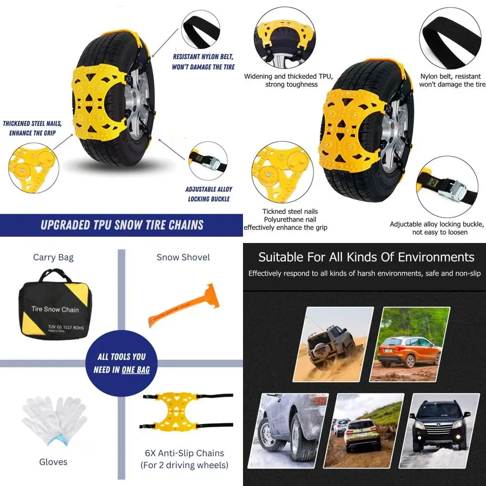 6 шт. универсальные снежные цепи для безопасности шин для двух шин — качественный прочный всесезонный противоскользящий автомобиль, внедорожник и пикап Patte
6 шт. универсальные снежные цепи для безопасности шин для двух шин — качественный прочный всесезонный противоскользящий автомобиль, внедорожник и пикап Patte