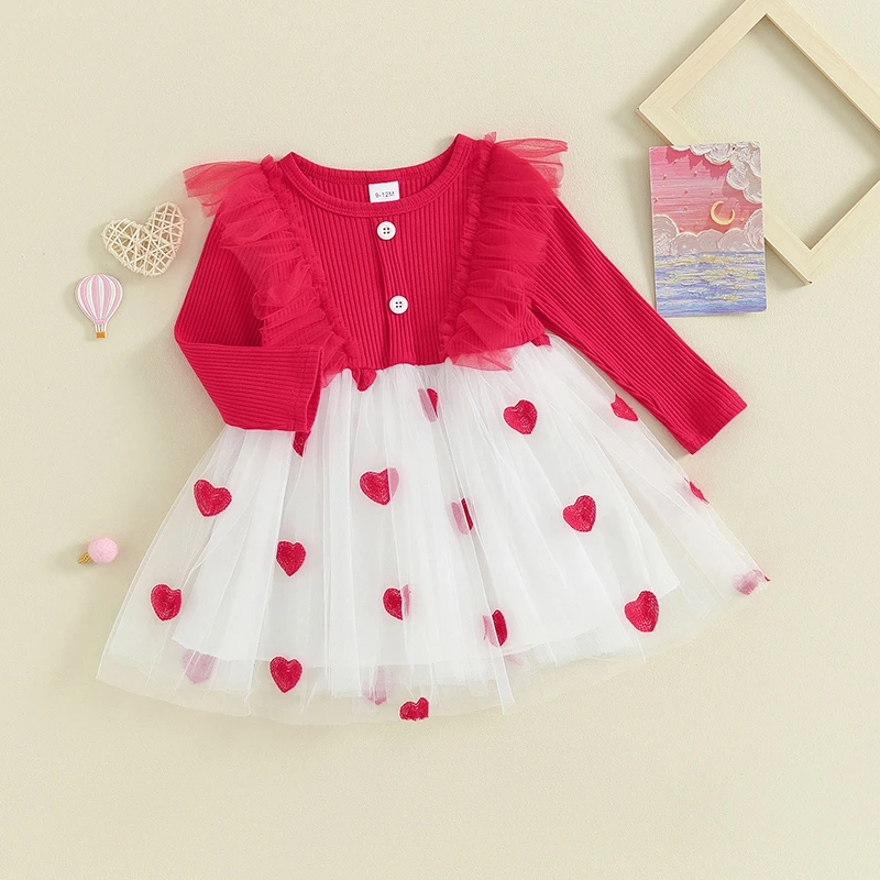Toddler Baby Girl Valentine s Day Heart Print Long Sleeve Dress A-Line Tulle Dress Spring Casual Clothes for Kids
Toddler Baby Girl Valentine s Day Heart Print Long Sleeve Dress A-Line Tulle Dress Spring Casual Clothes for Kids