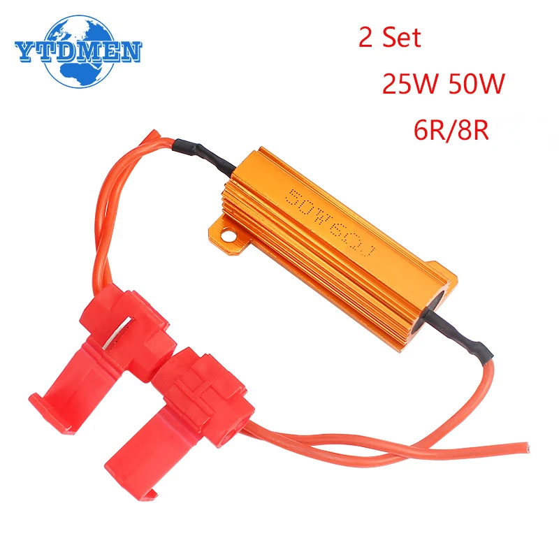 2 Set 12v load resistor 25W 50W Aluminum Shell Power resistor 6ohm 8ohm for Car turn signals Light Indicator LED Flash
2 Set 12v load resistor 25W 50W Aluminum Shell Power resistor 6ohm 8ohm for Car turn signals Light Indicator LED Flash