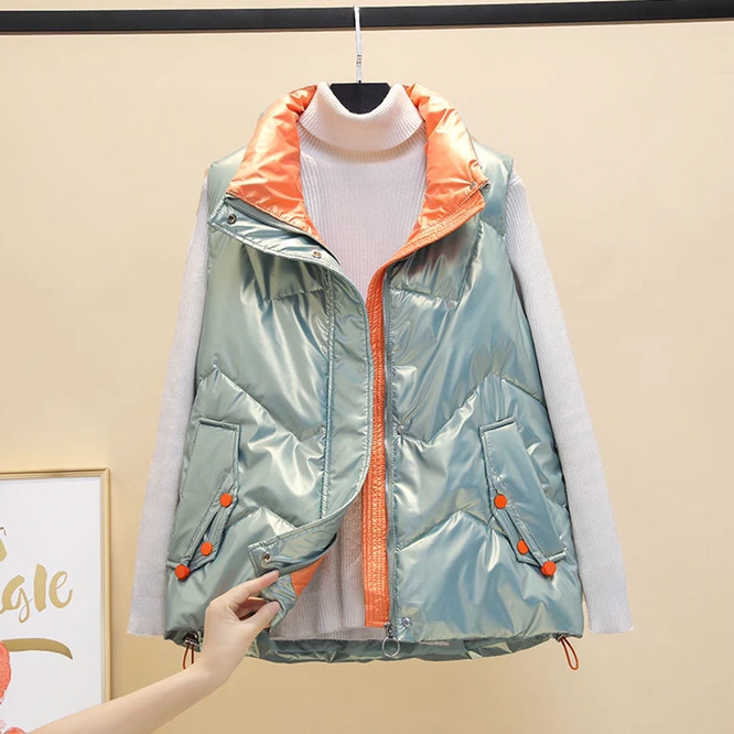 2021 New Autumn Winter Women's Down Cotton Vest Girls' Versatile Student Bright Fabric Vest Warm Casual Outdoor Coat Green
2021 New Autumn Winter Women's Down Cotton Vest Girls' Versatile Student Bright Fabric Vest Warm Casual Outdoor Coat Green