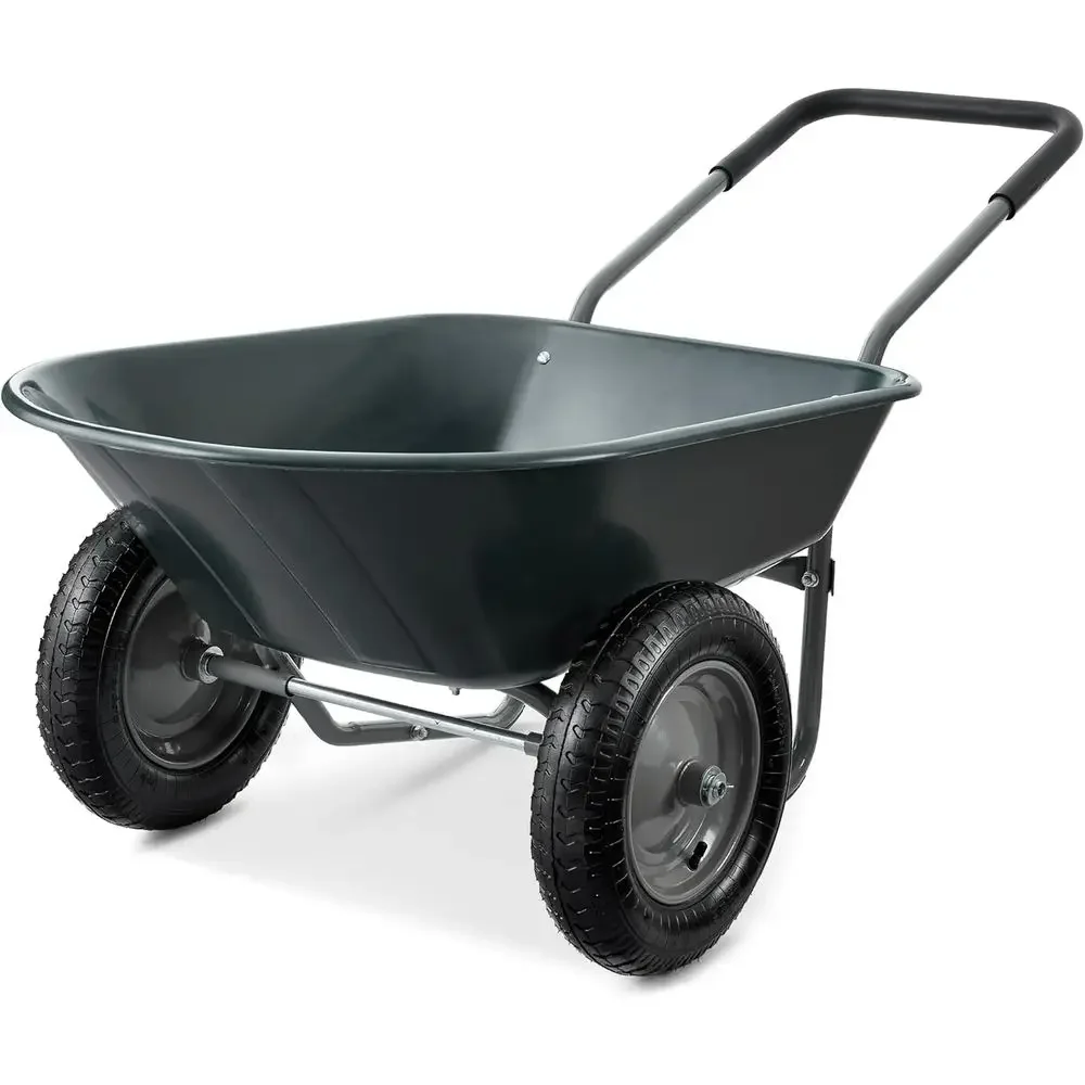 Dual-Wheel Yard Wheelbarrow with Built-in Stand for Gardening and Lawn Care in Gray
Dual-Wheel Yard Wheelbarrow with Built-in Stand for Gardening and Lawn Care in Gray