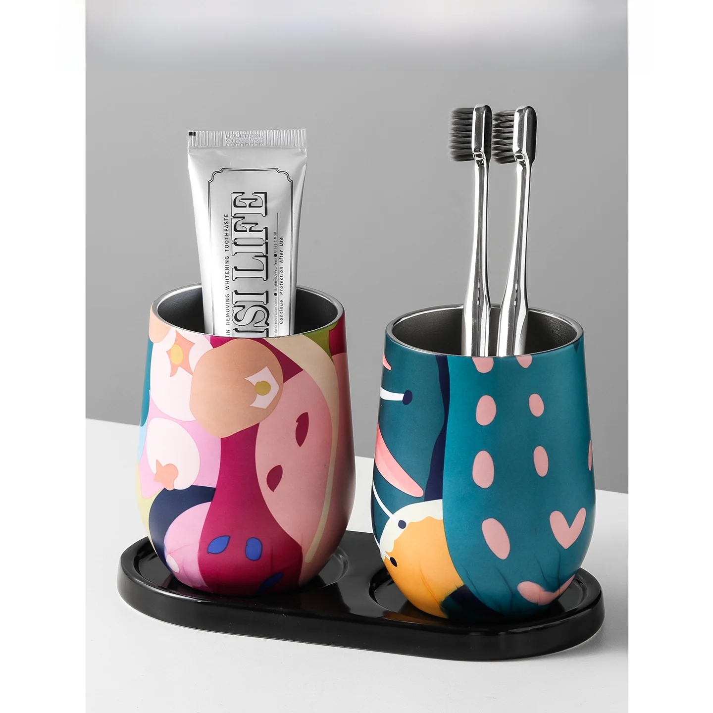 Stainless Steel Couple Toothbrush Cups Bathroom Creative Storage Rack Toothpaste Holder Sink Cups Metal Material Bathroom Tools
Stainless Steel Couple Toothbrush Cups Bathroom Creative Storage Rack Toothpaste Holder Sink Cups Metal Material Bathroom Tools
