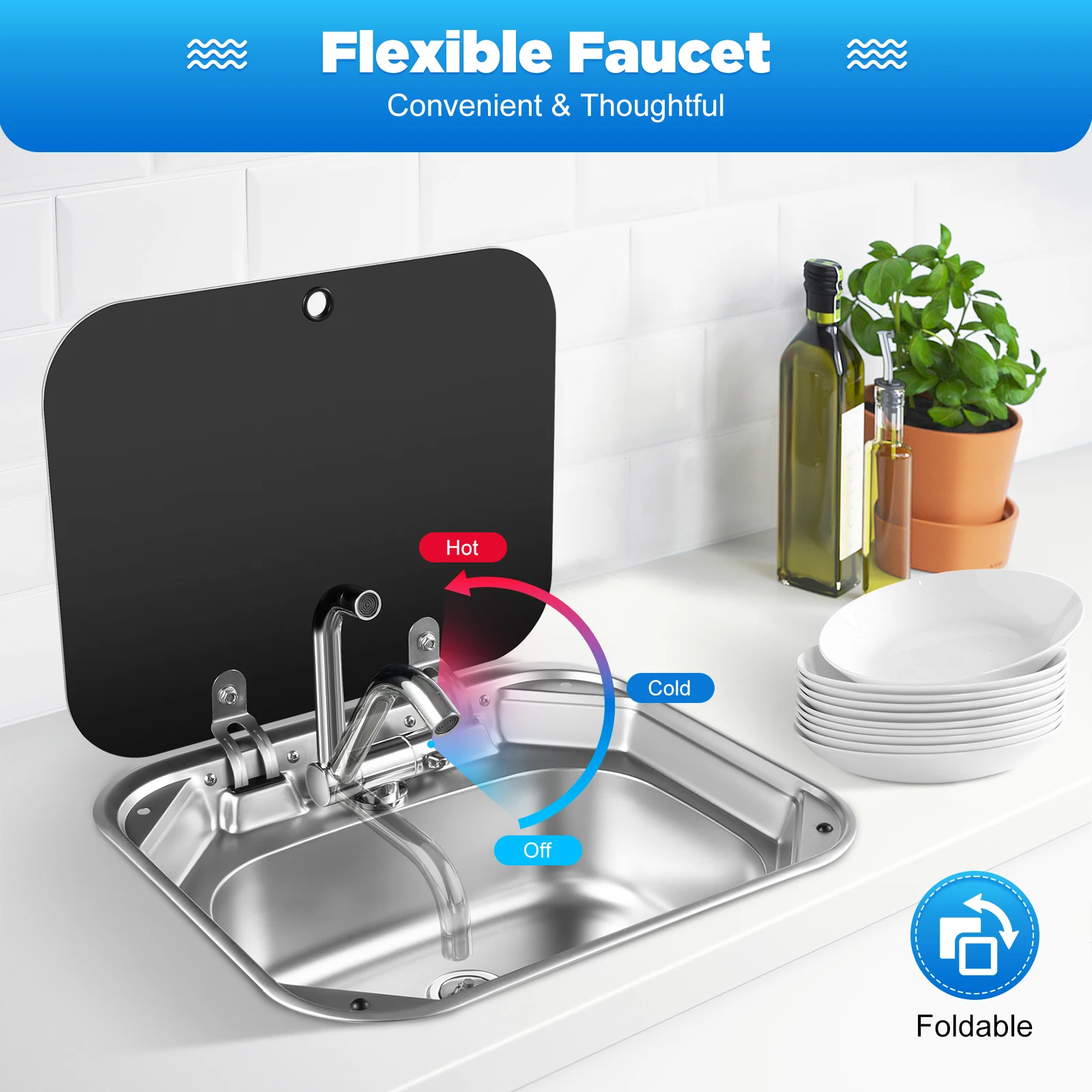 RV Sink With Tempered Glass Lid Foldable Hot Cold Faucet Embedded Compact Camper Van Sink For Bar Cafe Small Kitchen
RV Sink With Tempered Glass Lid Foldable Hot Cold Faucet Embedded Compact Camper Van Sink For Bar Cafe Small Kitchen