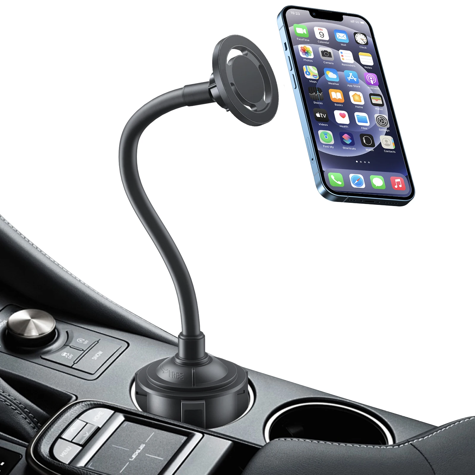 Magnetic Cup Holder Phone Cradle with Adjustable Gooseneck Cup Phone Holder for Car For iPhone 16 15 14 13 12 Series
Magnetic Cup Holder Phone Cradle with Adjustable Gooseneck Cup Phone Holder for Car For iPhone 16 15 14 13 12 Series