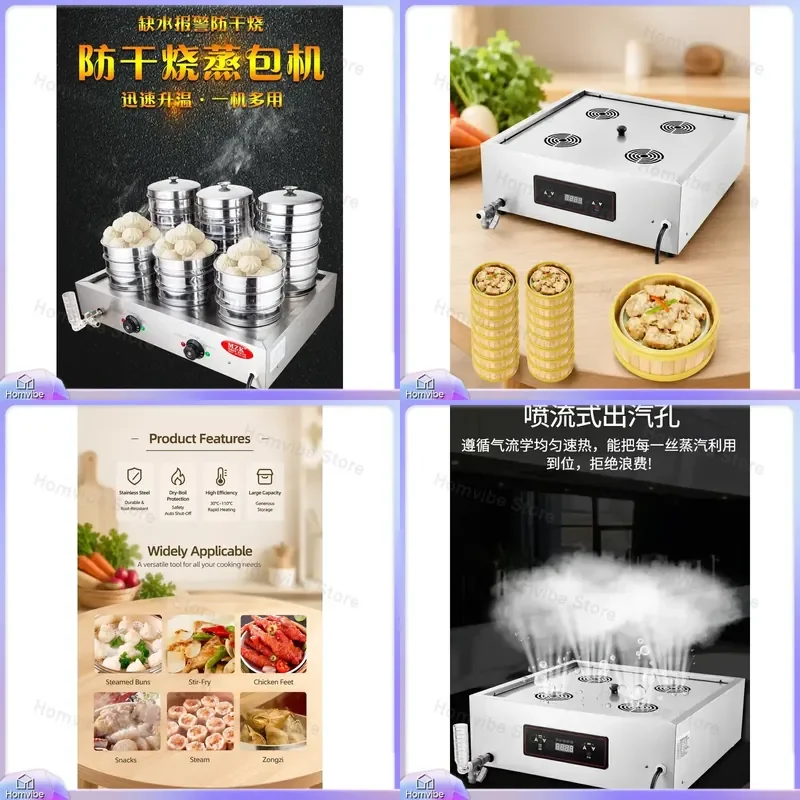 Electric Steam Cooker 220V Commercial Steamer for Baozi Dim Sum Dumplings Rice Cake Vegetables Fish Chicken Healthy Cooking
Electric Steam Cooker 220V Commercial Steamer for Baozi Dim Sum Dumplings Rice Cake Vegetables Fish Chicken Healthy Cooking