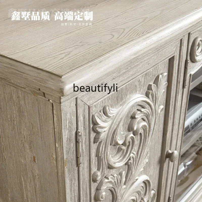 53French retro TV cabinet living room solid wood side cabinet American carved glass floor bedroom storage cabinet
53French retro TV cabinet living room solid wood side cabinet American carved glass floor bedroom storage cabinet