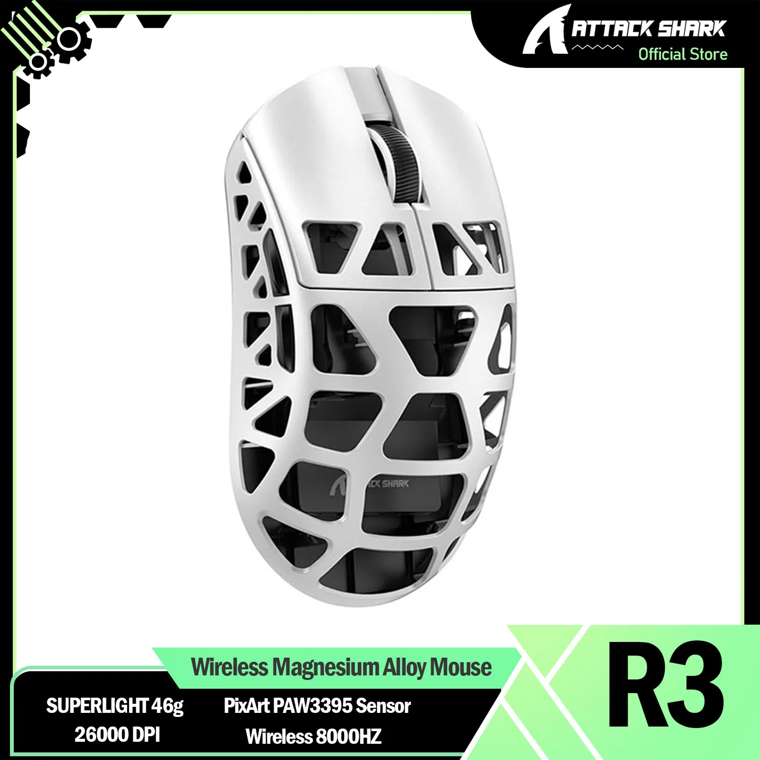 ATTACK SHARK R3 Magnesium Alloy Mouse, Wireless 8K Mouse, 46g SUPERLIGHT, PixArt PAW3395 Gaming Sensor, Adjustable DPI 26000
ATTACK SHARK R3 Magnesium Alloy Mouse, Wireless 8K Mouse, 46g SUPERLIGHT, PixArt PAW3395 Gaming Sensor, Adjustable DPI 26000