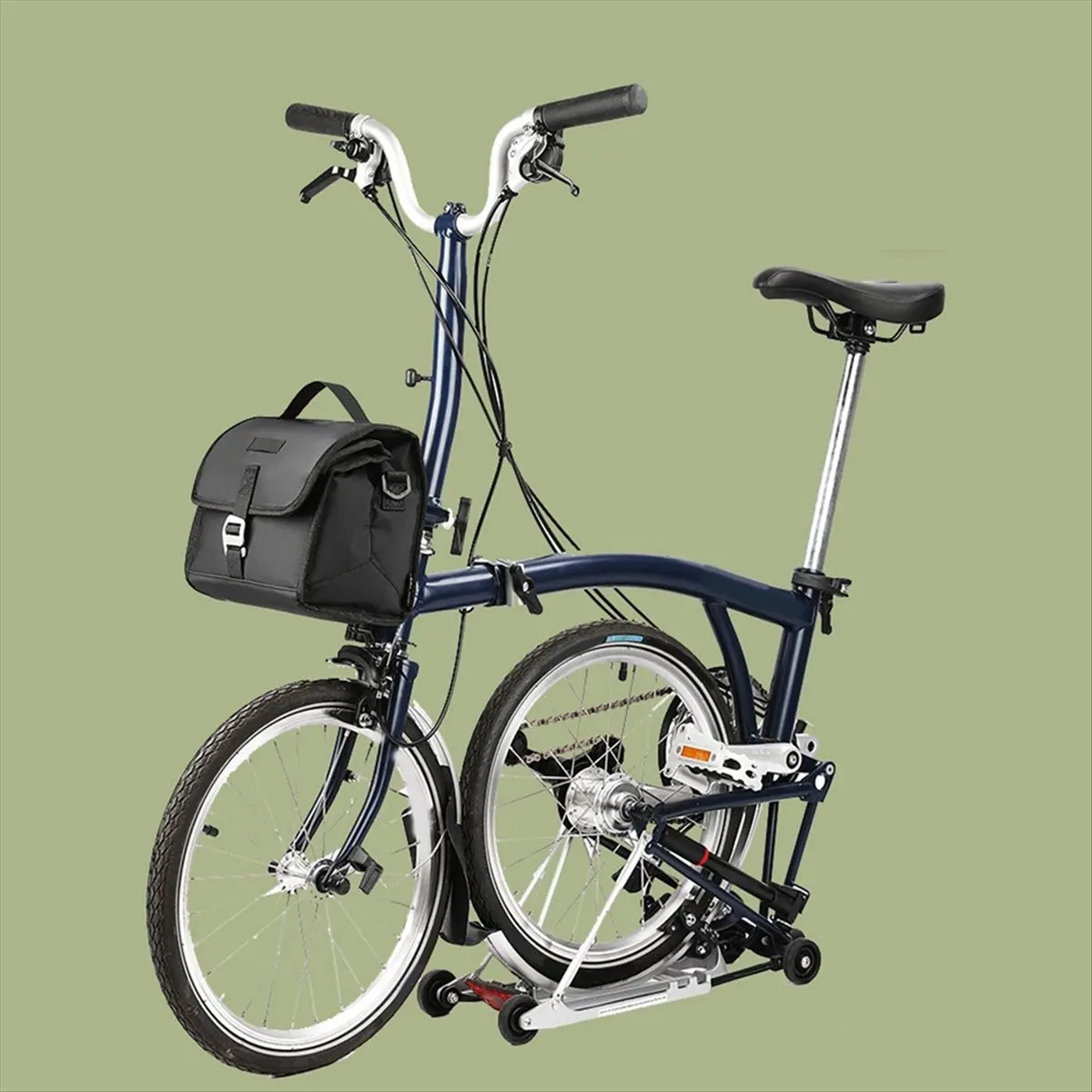 IN-A913U!Rhinowalk Small Cloth Bike Front Bag Bike Large Capacity Folding Front Bag Multi-Functional Portable Folding Bag Green