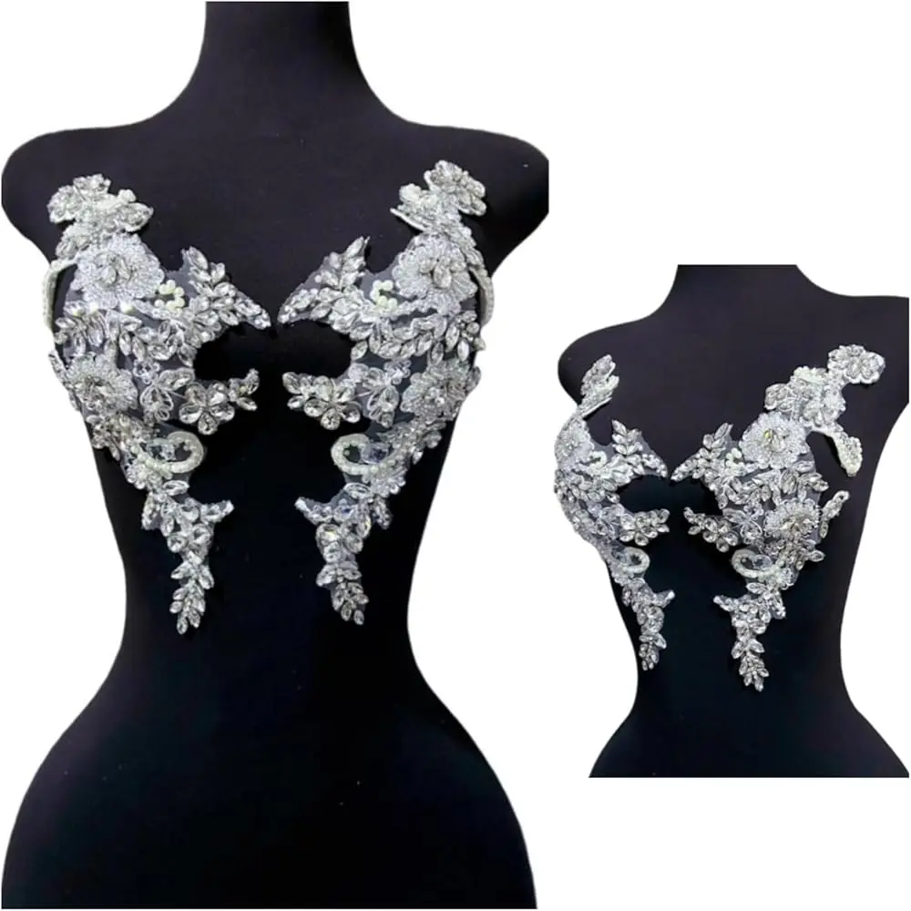 White Beaded Lace Applique Trim Clothing Patch Patches with Sewing Beads Sequins Stones Rhinestones Designer DIY for Dress Cl
White Beaded Lace Applique Trim Clothing Patch Patches with Sewing Beads Sequins Stones Rhinestones Designer DIY for Dress Cl