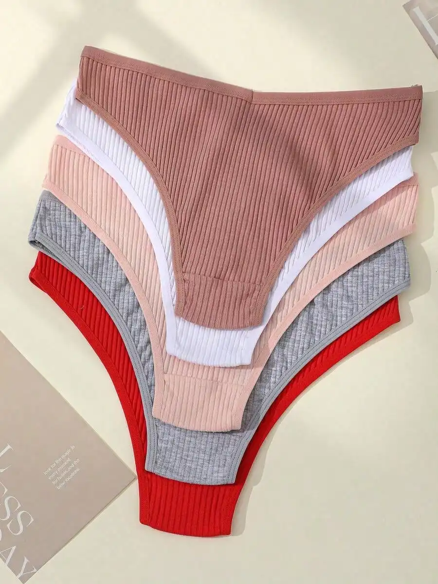 5-Pack Ribbed Low-Waist Briefs for Women - Solid Colors, High Elastic Waistband
5-Pack Ribbed Low-Waist Briefs for Women - Solid Colors, High Elastic Waistband