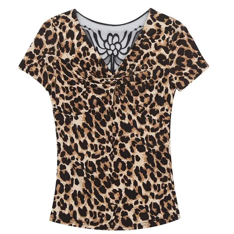 Fashion V-Neck Printed Leopard Lace Backless Blouses Women's Clothing Summer New Slim All-match Tops Office Lady Shirts
Fashion V-Neck Printed Leopard Lace Backless Blouses Women's Clothing Summer New Slim All-match Tops Office Lady Shirts