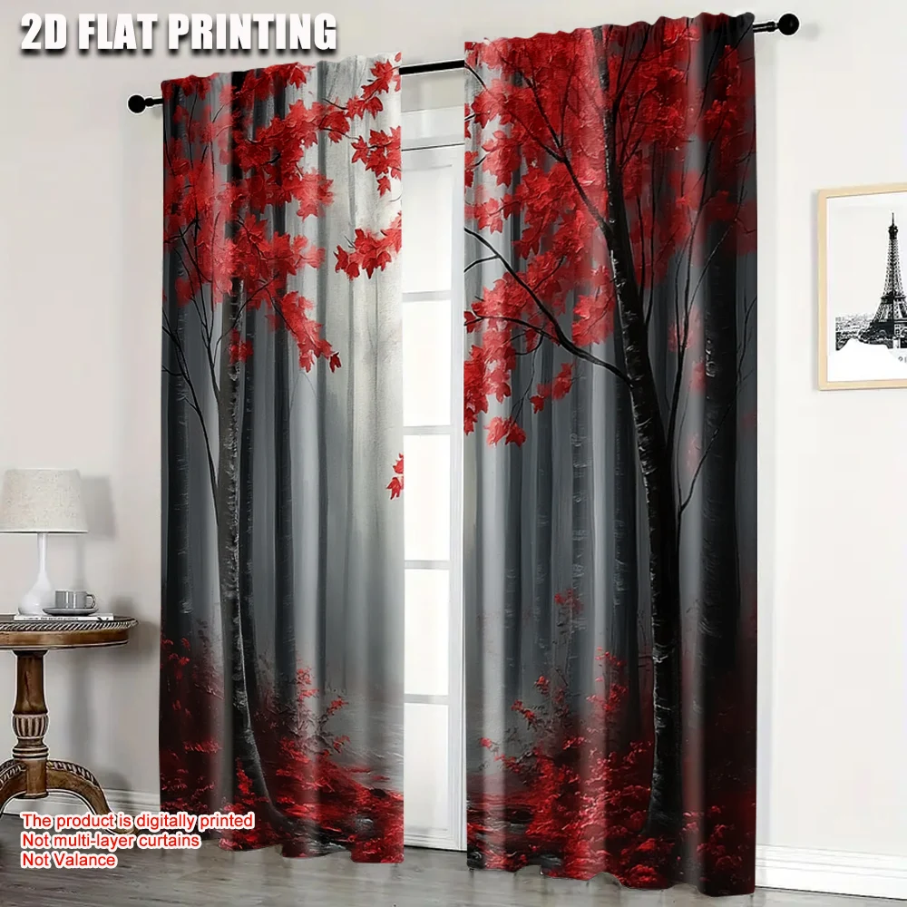 2pcs, Fashionable Curtains 2D print Art Deco Red Leaves Tree Print Versatile 100% Polyester (without rod) All Seasons Perfect
2pcs, Fashionable Curtains 2D print Art Deco Red Leaves Tree Print Versatile 100% Polyester (without rod) All Seasons Perfect