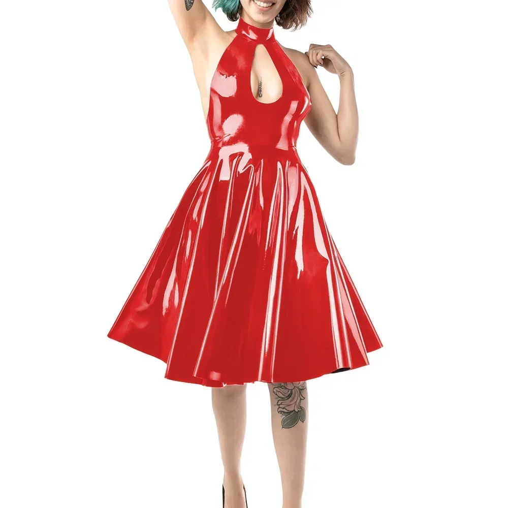 Female Halter Sleeveless Dresses Sexy Backless Hollow Out Vestido Glossy PVC Lather Bodoycon Dress Party Club Stage Apparel
Female Halter Sleeveless Dresses Sexy Backless Hollow Out Vestido Glossy PVC Lather Bodoycon Dress Party Club Stage Apparel