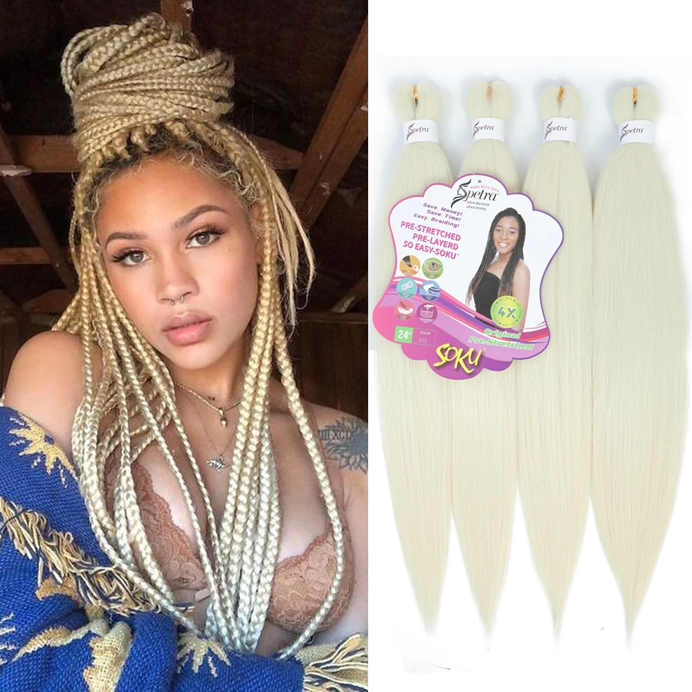 613 Blonde Pre Stretched Braiding Hair EZ Synthetic Braid 24 Inch Yaki Straight Hair Extension for Box Braids Senegalese Twist S
613 Blonde Pre Stretched Braiding Hair EZ Synthetic Braid 24 Inch Yaki Straight Hair Extension for Box Braids Senegalese Twist S