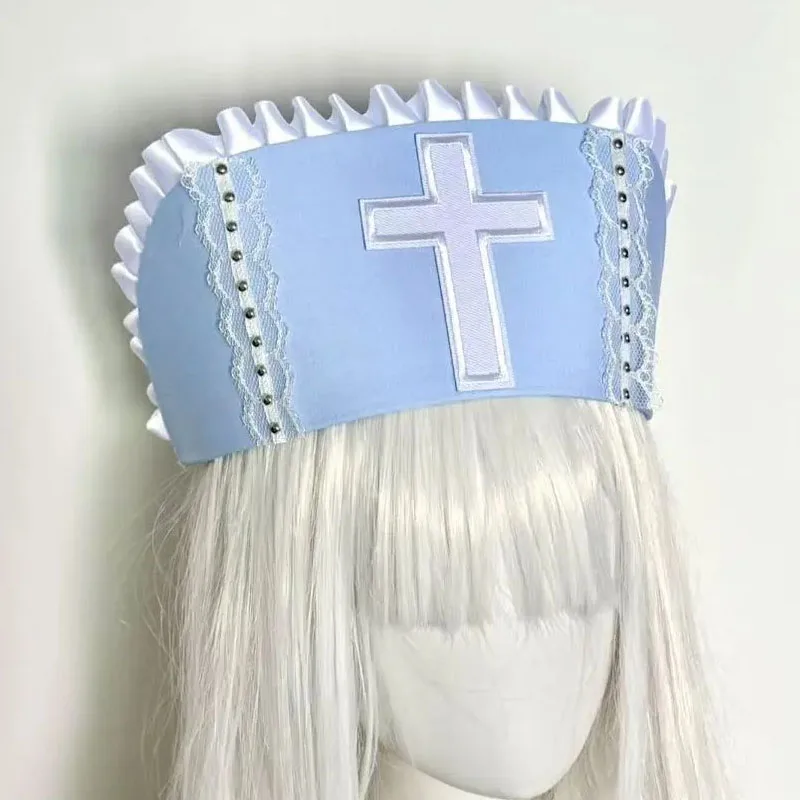 Y2K Девушка Готическая ручная работа Медицинский стиль Шляпа медсестры Крестовое кружево с рюшами и заклепками Японский дизайн субкультуры Кепка Косплей Аксессуары для волос
Y2K Девушка Готическая ручная работа Медицинский стиль Шляпа медсестры Крестовое кружево с рюшами и заклепками Японский дизайн субкультуры Кепка Косплей Аксессуары для волос