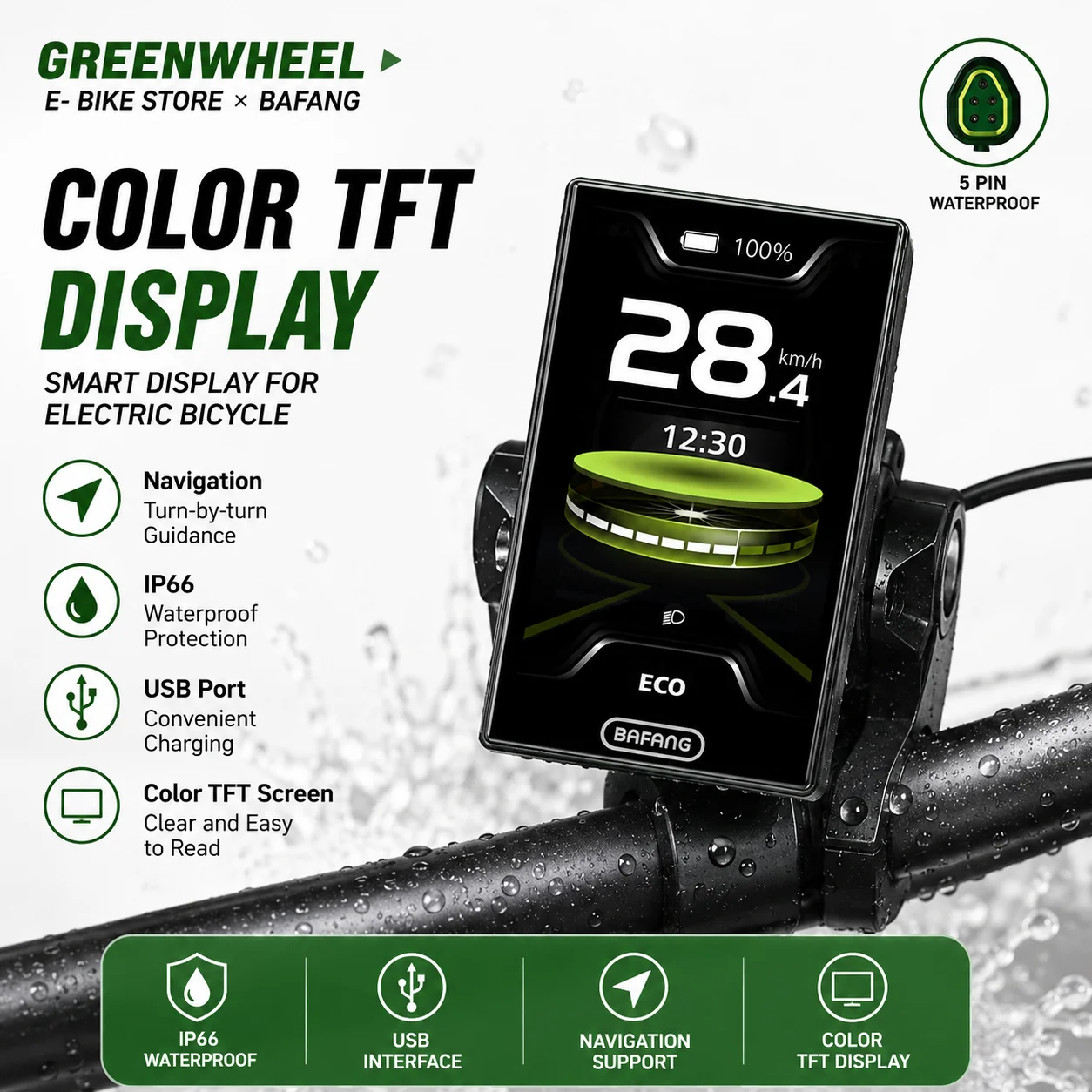 Bafang Electric Bike Speedometer with CAN Protocol, TFT Display, C010 for BAFANG BBS, Mid Drive Hub Motor, Ebike Computer
Bafang Electric Bike Speedometer with CAN Protocol, TFT Display, C010 for BAFANG BBS, Mid Drive Hub Motor, Ebike Computer