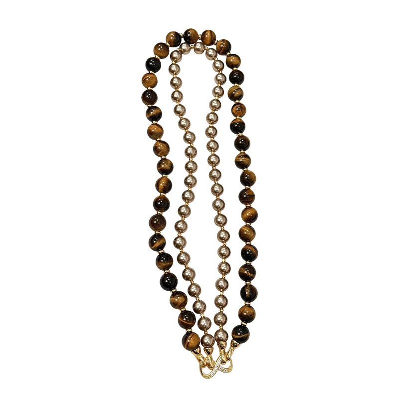 Split Autumn and Winter Merad Tiger's Eye Stone Mocha Gold Brown Pearl Double Necklace Light Luxury Sweater Chain
Split Autumn and Winter Merad Tiger's Eye Stone Mocha Gold Brown Pearl Double Necklace Light Luxury Sweater Chain