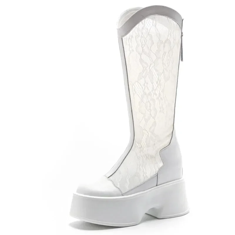 11cm New Air Mesh Sandals Women Knee High Boots Lace Thick Heels ZIP Summer Hollow Platform Wedge Fashion Breathable Shoes
11cm New Air Mesh Sandals Women Knee High Boots Lace Thick Heels ZIP Summer Hollow Platform Wedge Fashion Breathable Shoes