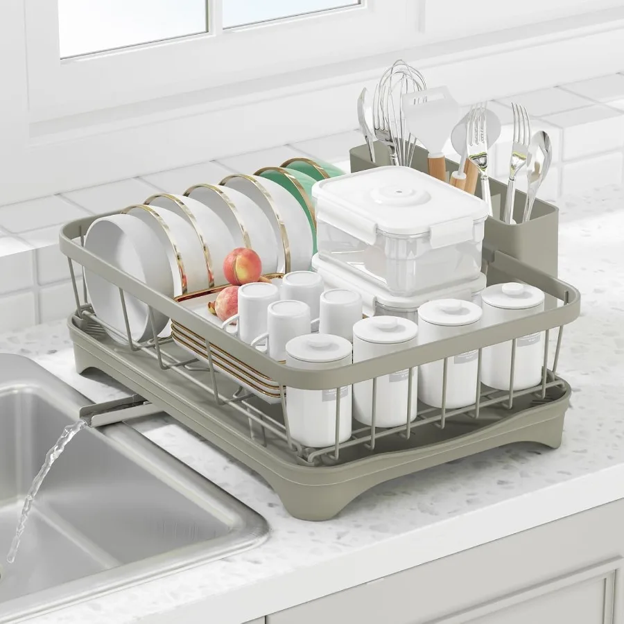 Dish Drying Rack for Kitchen Counter Space Saving Drying Rack with Drainboard Utensil Holders Large Capacity Organizer for Bowl
Dish Drying Rack for Kitchen Counter Space Saving Drying Rack with Drainboard Utensil Holders Large Capacity Organizer for Bowl