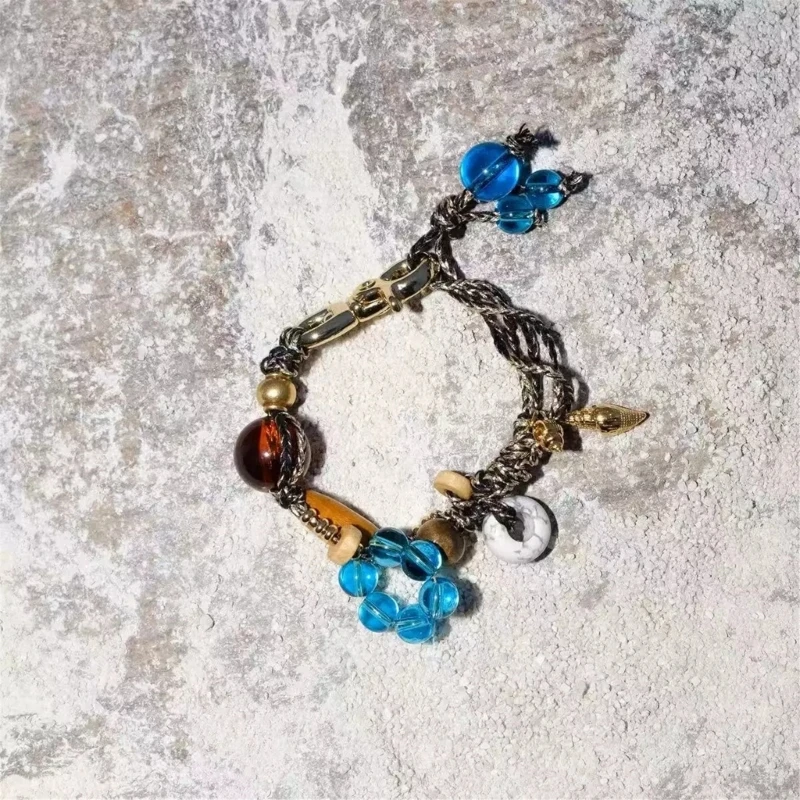 573B Multifunctional Braided Beaded Bracelet Keychain Adjustable Length Beads Bangle
573B Multifunctional Braided Beaded Bracelet Keychain Adjustable Length Beads Bangle