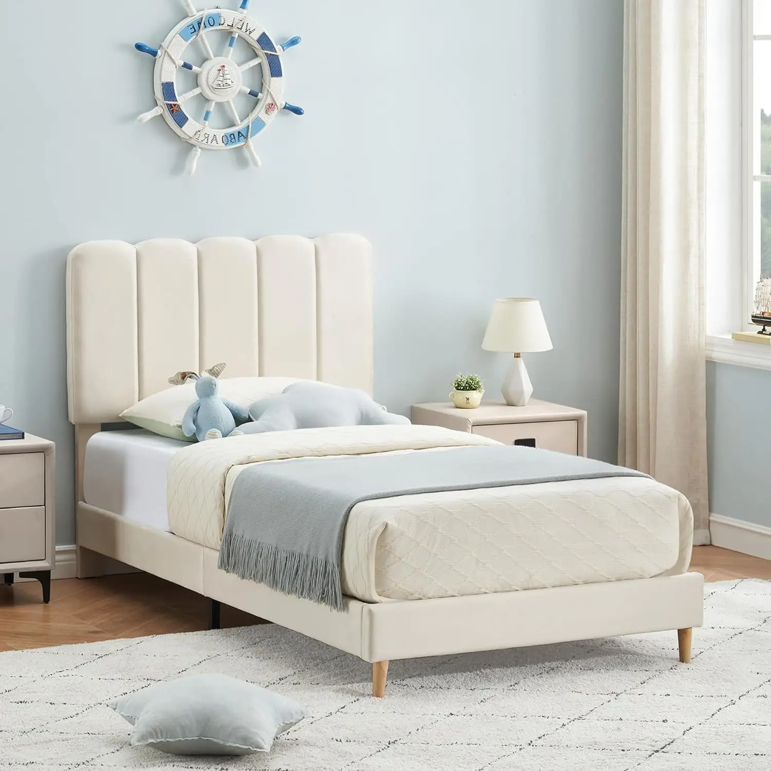 Soft Upholstered Platform Bed Frame with Wave Headboard for Kids Boys Girls,Strong Wood Slat Support,Easy Assembly Twin Size
Soft Upholstered Platform Bed Frame with Wave Headboard for Kids Boys Girls,Strong Wood Slat Support,Easy Assembly Twin Size