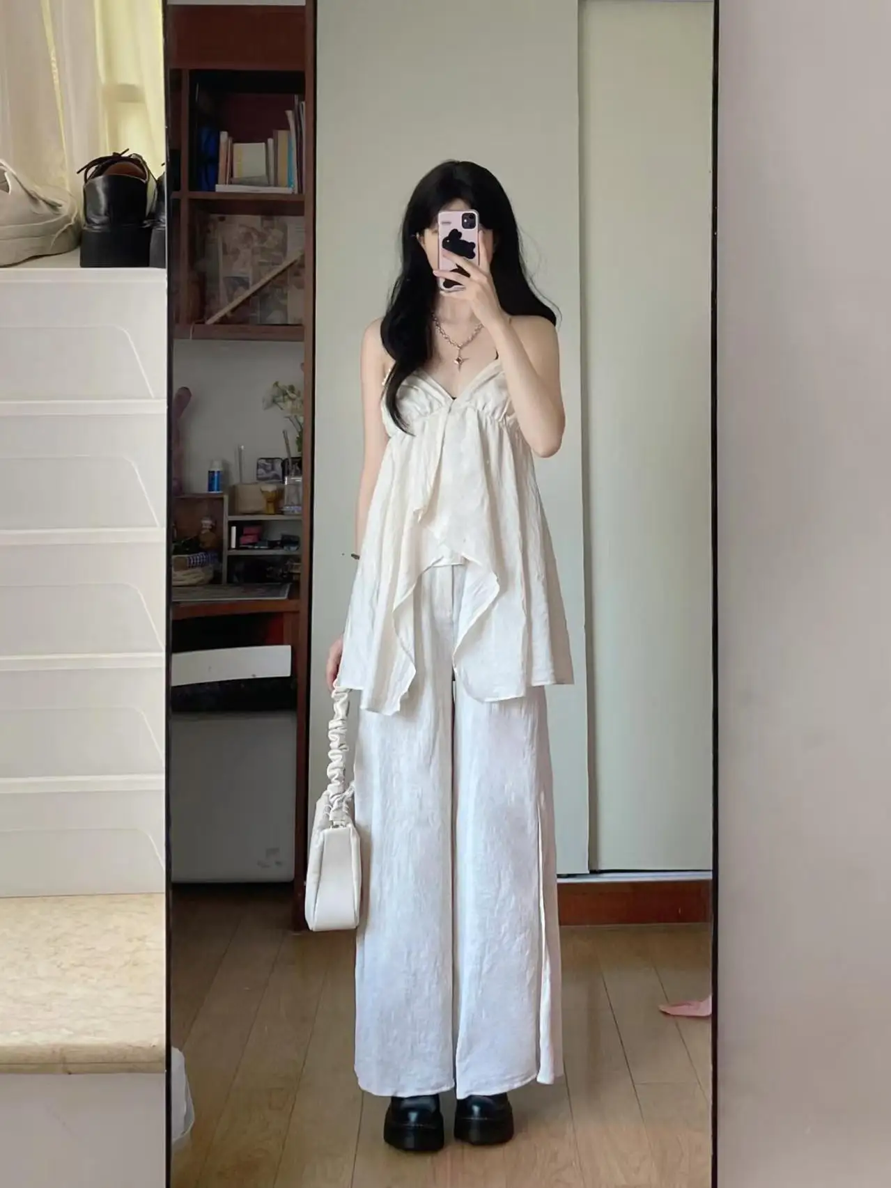 Casual High Waist Wide Leg Pants Women's Summer Pure Desire Spicy Girl Commute Two Piece Set Asymmetrical Slit Halter Neck Top
Casual High Waist Wide Leg Pants Women's Summer Pure Desire Spicy Girl Commute Two Piece Set Asymmetrical Slit Halter Neck Top