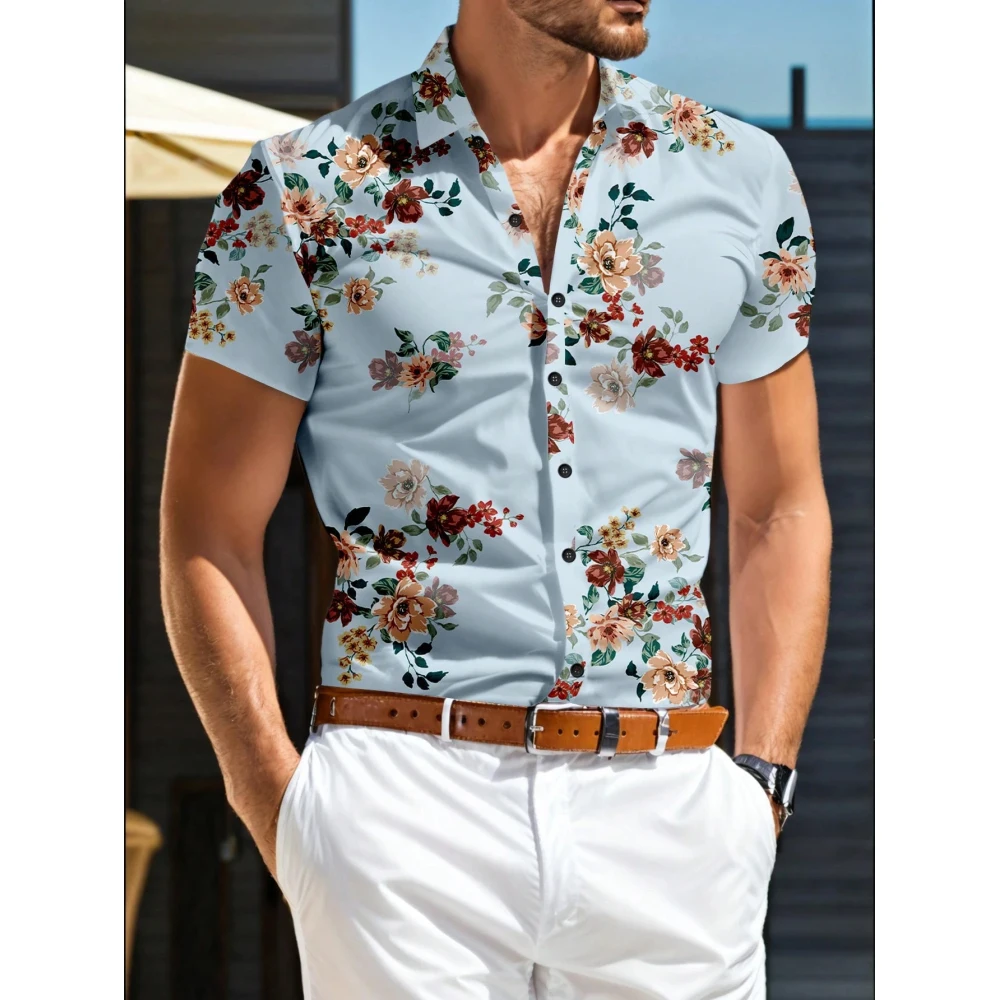 Summer Shirts with Retro Floral Graphic Prints Hawaiian Men's Short-Sleeve Fashion Hawaiian Shirt for Men Harajuku Street Outfit
Summer Shirts with Retro Floral Graphic Prints Hawaiian Men's Short-Sleeve Fashion Hawaiian Shirt for Men Harajuku Street Outfit