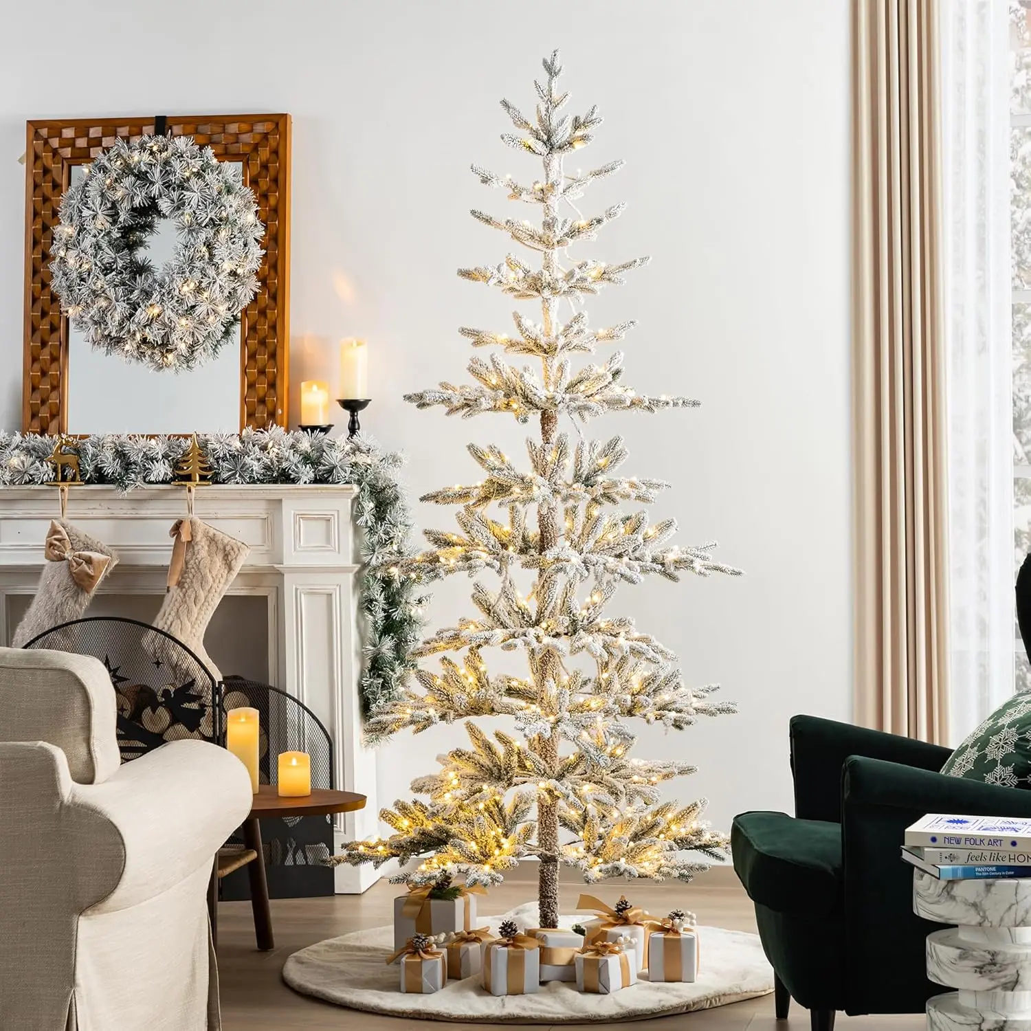 7ft Deluxe Pre-Lit Flocked Artificial Christmas Tree Serene Snowscape Fir for Home, Office, Party Decoration with 400 Wa
7ft Deluxe Pre-Lit Flocked Artificial Christmas Tree Serene Snowscape Fir for Home, Office, Party Decoration with 400 Wa