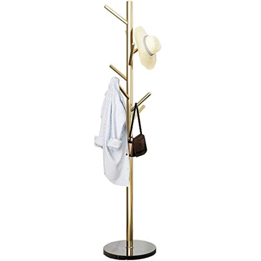 Metal Coat Rack Stand Golden Satin Steel Finish Stable Marble Base High-Grade with Hooks Metal Tree Hat and Coat Hanger Floor F
Metal Coat Rack Stand Golden Satin Steel Finish Stable Marble Base High-Grade with Hooks Metal Tree Hat and Coat Hanger Floor F