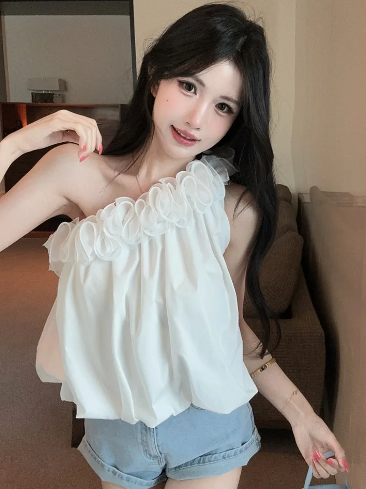 White Off-Shoulder Sleeveless Shirt for Women Summer Pure Desire Sexy Asymmetrical Wood-Grain Short Vest French Style Kn...
White Off-Shoulder Sleeveless Shirt for Women Summer Pure Desire Sexy Asymmetrical Wood-Grain Short Vest French Style Kn...