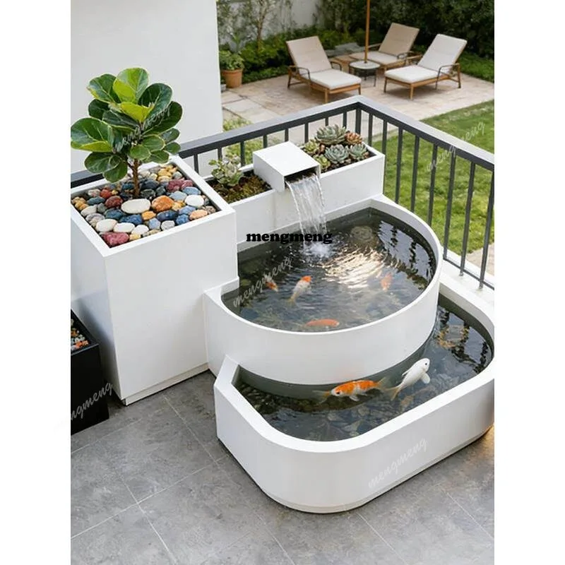 Outdoor fish pond circulation stainless steel terrace villa integrated fish tank balcony courtyard landscaping water
Outdoor fish pond circulation stainless steel terrace villa integrated fish tank balcony courtyard landscaping water
