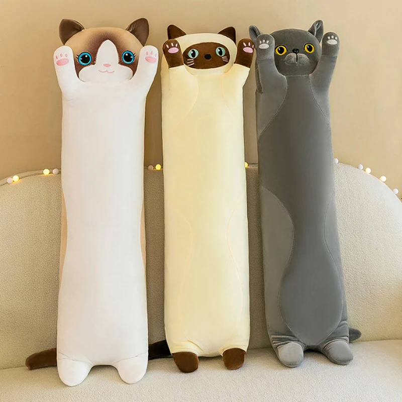 Long-shaped plush cat toy pillow for sleeping, with legs tucked under for company, playmate cushion, gift for sleepovers
Long-shaped plush cat toy pillow for sleeping, with legs tucked under for company, playmate cushion, gift for sleepovers