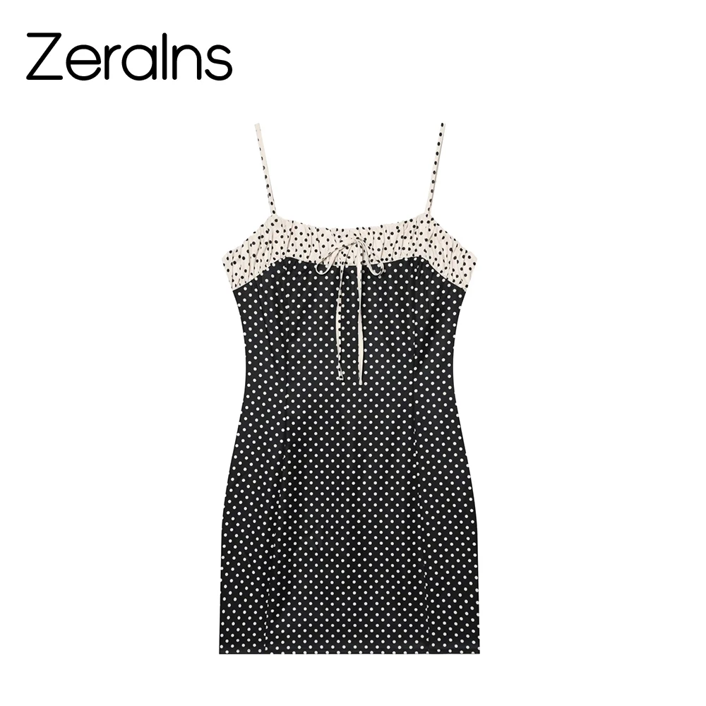 ZERAINS 2026 spring/summer new slim fit round neck polka dot patchwork bow decoration suspender dress for women
ZERAINS 2026 spring/summer new slim fit round neck polka dot patchwork bow decoration suspender dress for women