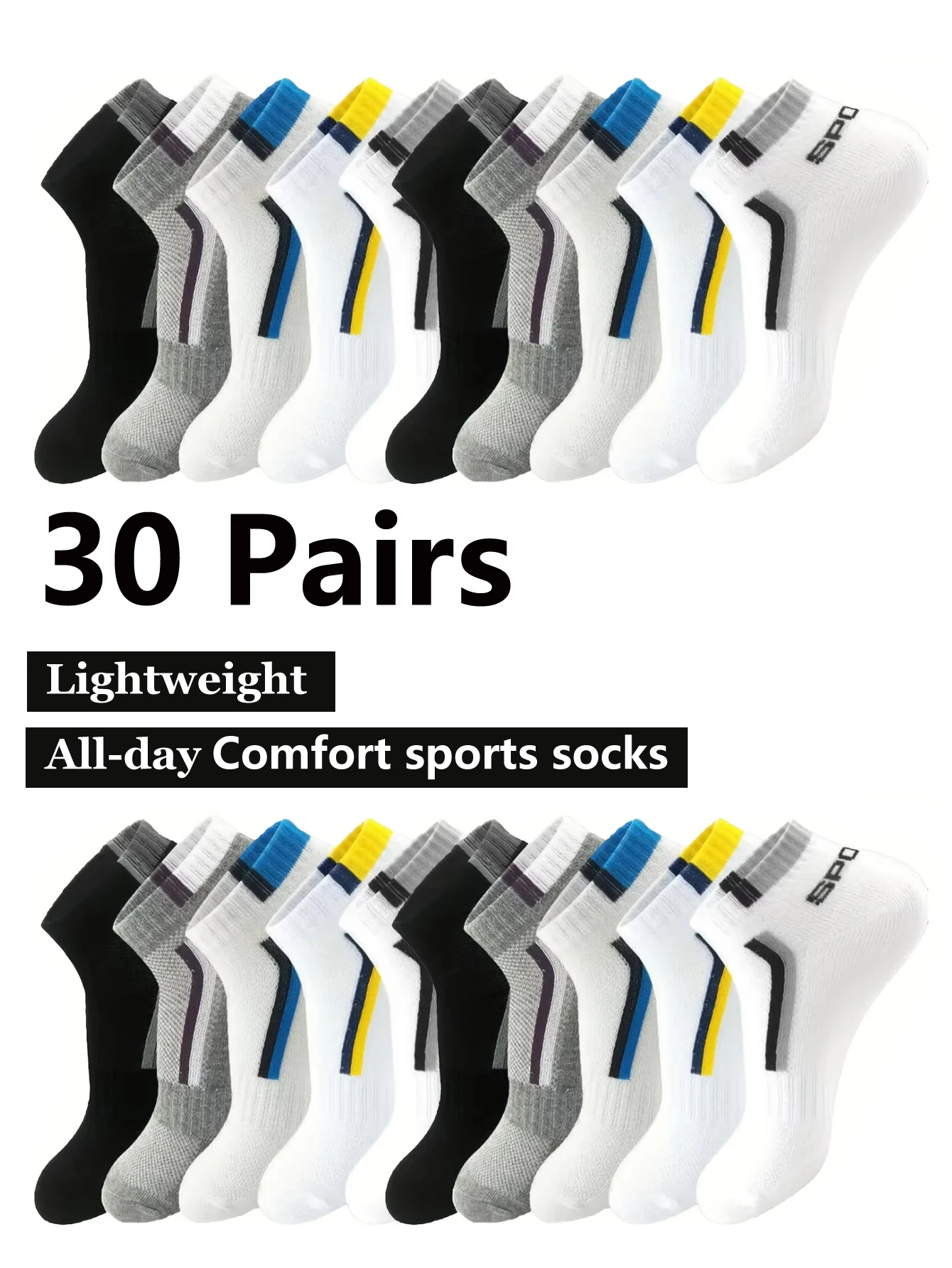30 Pairs Men's ColorPop Mesh Ankle Socks AirFlow Breathable GripLock Sweat Absorbent Short Socks for Sports Daily Wear
30 Pairs Men's ColorPop Mesh Ankle Socks AirFlow Breathable GripLock Sweat Absorbent Short Socks for Sports Daily Wear