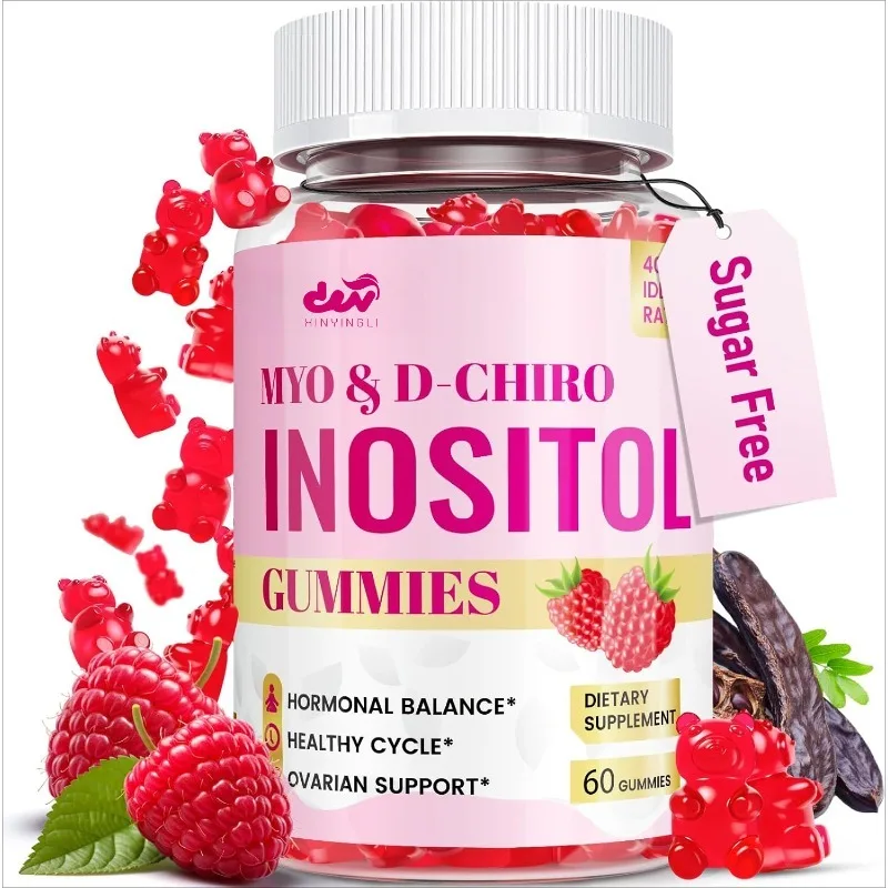 Sugar free inositol gummies containing vitamin D3 folate, 40:1 female inositol supplement, vegan, 60 capsules
Sugar free inositol gummies containing vitamin D3 folate, 40:1 female inositol supplement, vegan, 60 capsules