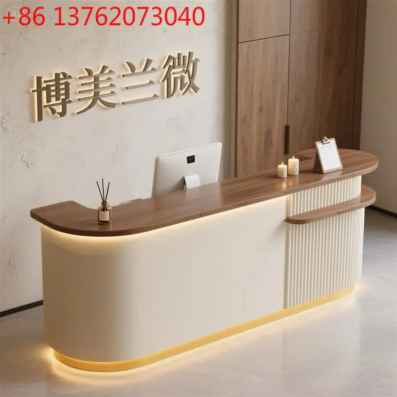 Nordic Cream Style Reception Desk Modern Beauty and Nail Salon Customer Consultation Center Counter Hotel Office Furniture
Nordic Cream Style Reception Desk Modern Beauty and Nail Salon Customer Consultation Center Counter Hotel Office Furniture
