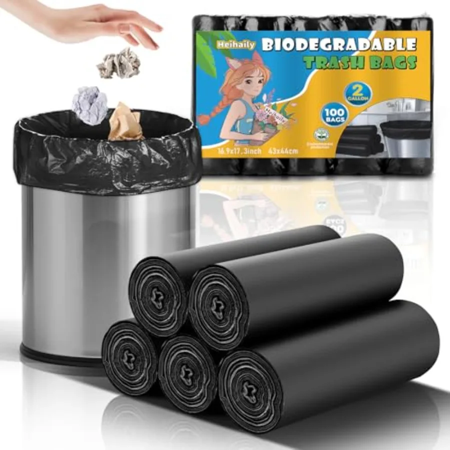 2-Gallon Small Trash Bags - Compostable Mini Garbage Bags Unscented Extra Strong Puncture Proof Clear Black Wastebasket Liners
2-Gallon Small Trash Bags - Compostable Mini Garbage Bags Unscented Extra Strong Puncture Proof Clear Black Wastebasket Liners