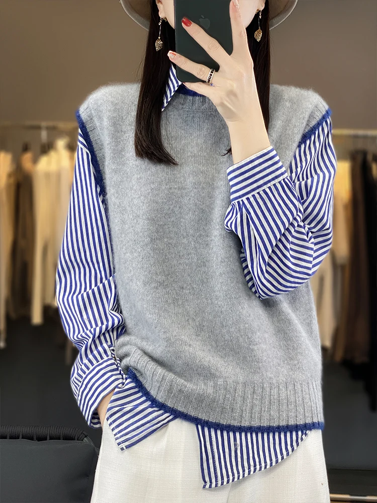 Женский шерстяной кардиган Ele: осенне-зимняя верхняя одежда, вязаный жилет свободного кроя с круглым вырезом, повседневный стиль
Женский шерстяной кардиган Ele: осенне-зимняя верхняя одежда, вязаный жилет свободного кроя с круглым вырезом, повседневный стиль