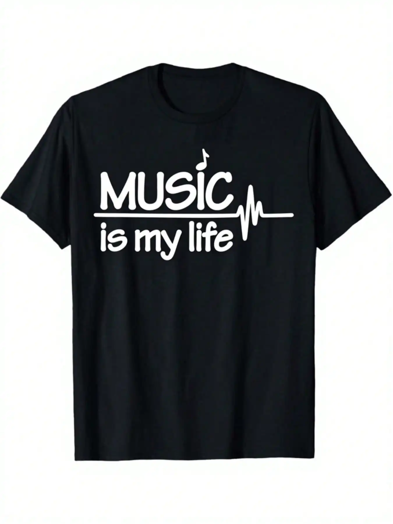 Unisex Music is Life-shirt, black short-sleeved shirt with music symbol and wave pattern, made of soft, stretchy, breathable fab
Unisex Music is Life-shirt, black short-sleeved shirt with music symbol and wave pattern, made of soft, stretchy, breathable fab