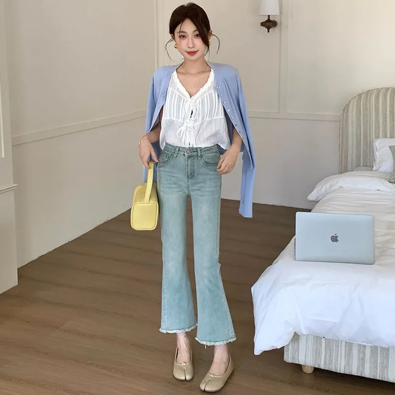Summer Retro Fashion Solid Holiday Casual Versatile Denim Micro-pull Nine-point Pant Women High Waist Trend Slim Trousers
Summer Retro Fashion Solid Holiday Casual Versatile Denim Micro-pull Nine-point Pant Women High Waist Trend Slim Trousers