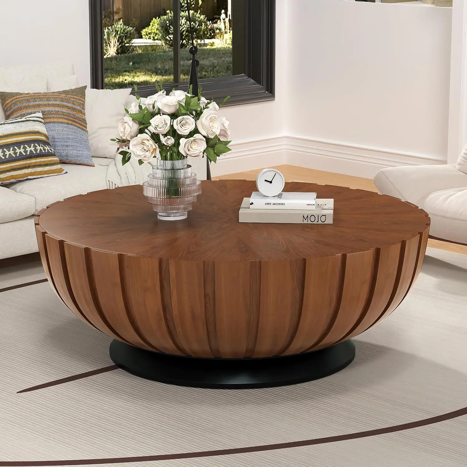 35.43" Fluted Drum Coffee Table Modern Wood Round Bowl Design Living Room Bedroom Small Space, Customized
35.43" Fluted Drum Coffee Table Modern Wood Round Bowl Design Living Room Bedroom Small Space, Customized