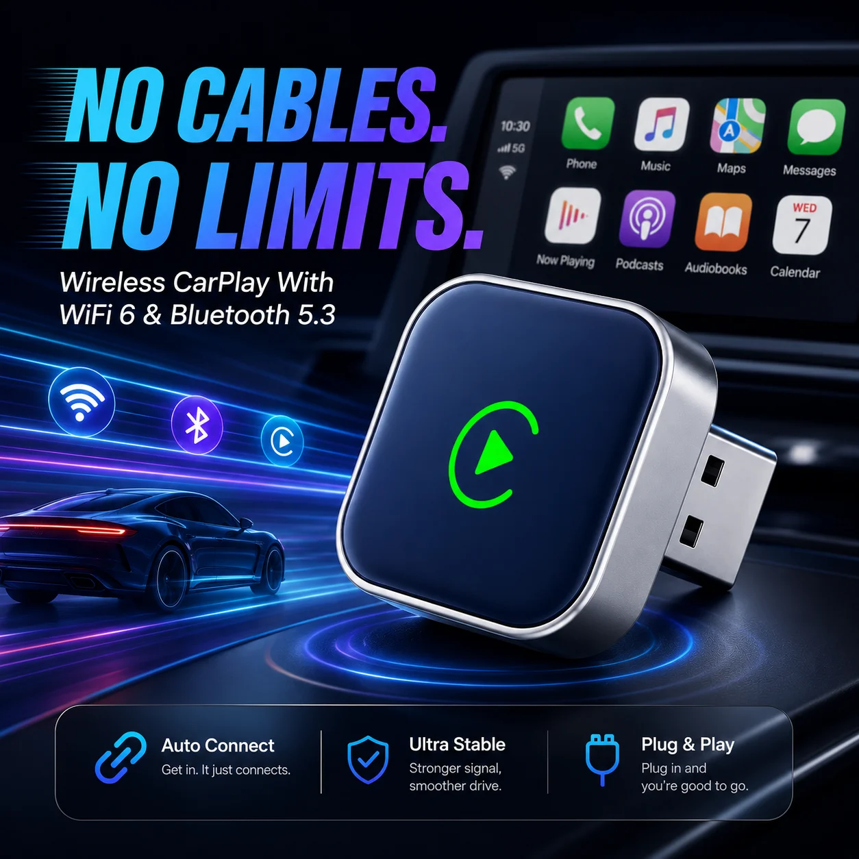 Carplay Ai Box Wireless Android Auto Adapter Smart Portable Multimedia Dual System 5Ghz Wifi Car Upgrade Module